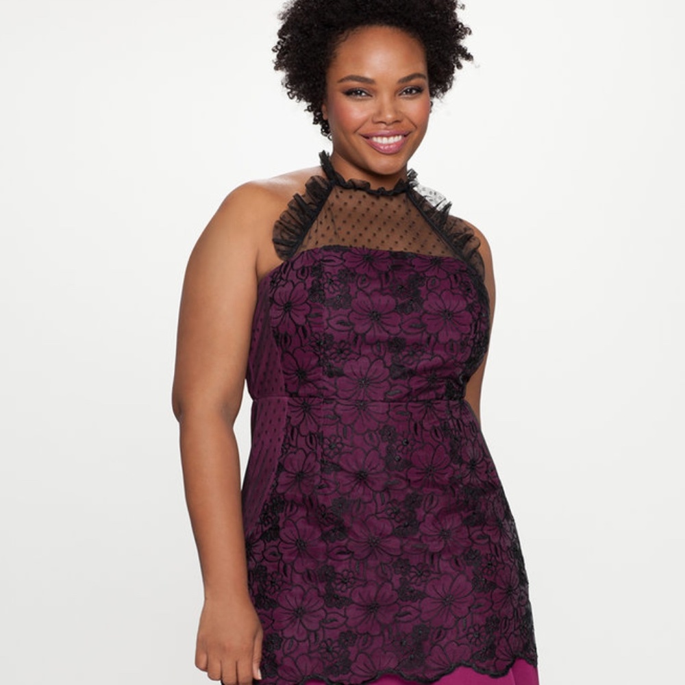 Eloquii Lace Yoke Halter Dress Sz. 28 NWT